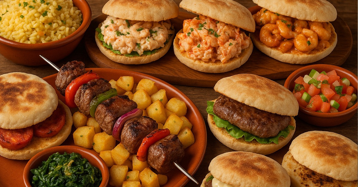 A feast of bolo do caco, espitada and sandes do mariscoes.