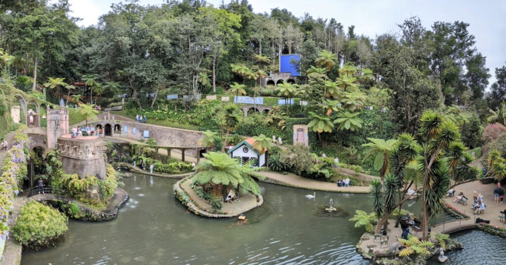 Some of the walkways, arches, ponds and greenery of Monte Palace Gardens.
