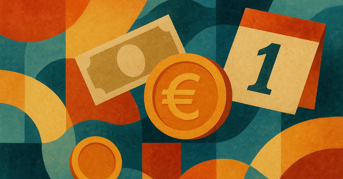 An abstract collage of euros